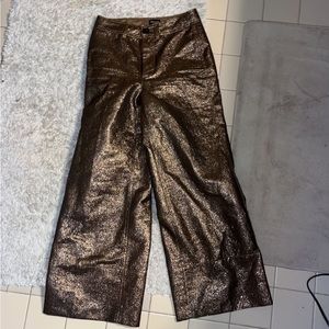 madewell bronze metallic wide leg pant